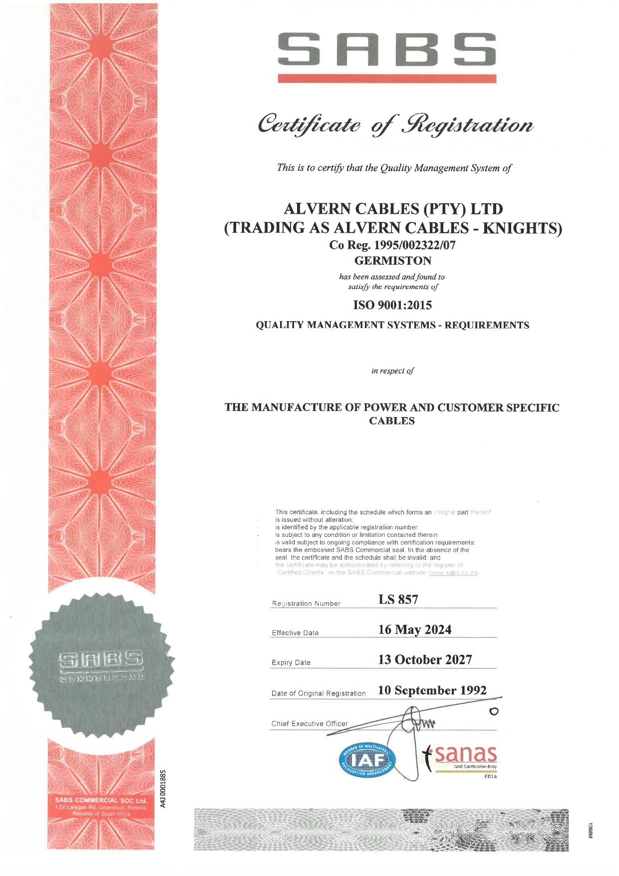 Knights-ls-857 Certificate